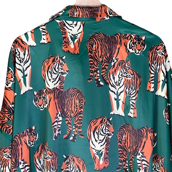 NWT Dressed in LALA Oversized Satin Tiger Tales Playsuit TOP ONLY - Picture 9 of 11
